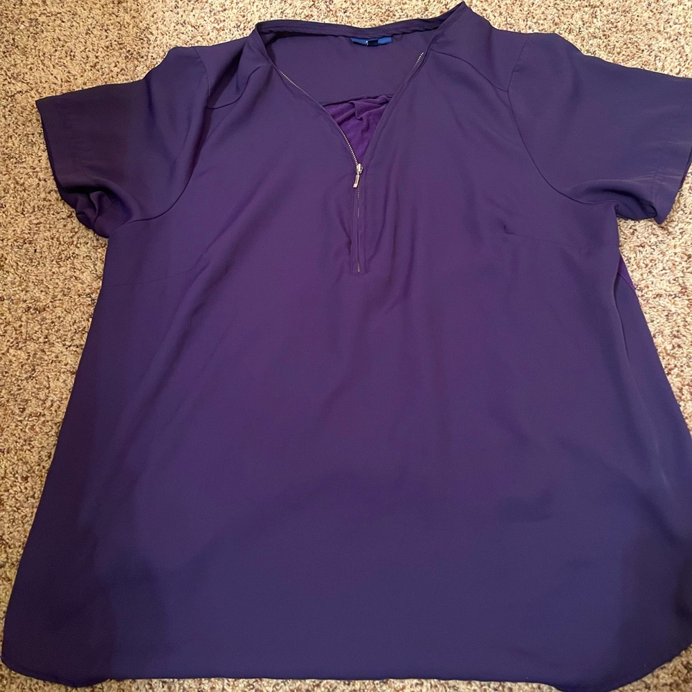 Blue zip front shirt